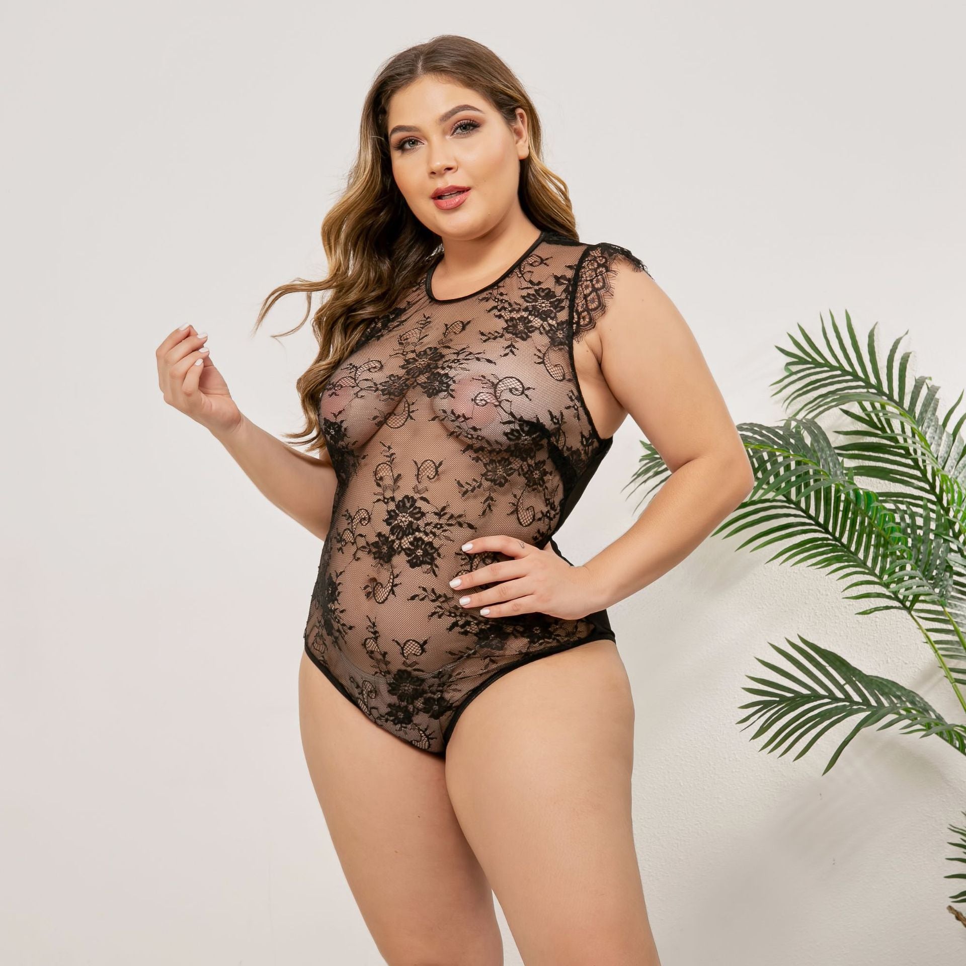 Lace Mesh Patchwork Bodysuit for Women (In Stock)