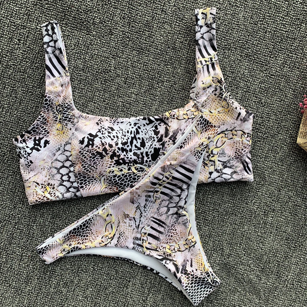 Women's Color Block Strapless Bikini Swimwear