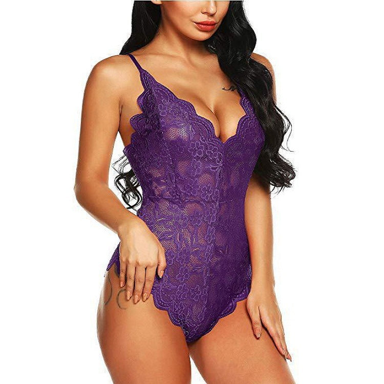 Lace Backless Bodysuit - Sheer Lingerie for Adults