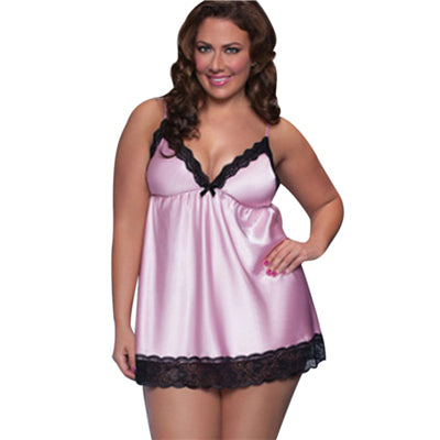 Plus Size Satin V-Neck Lace Nightgown for Women