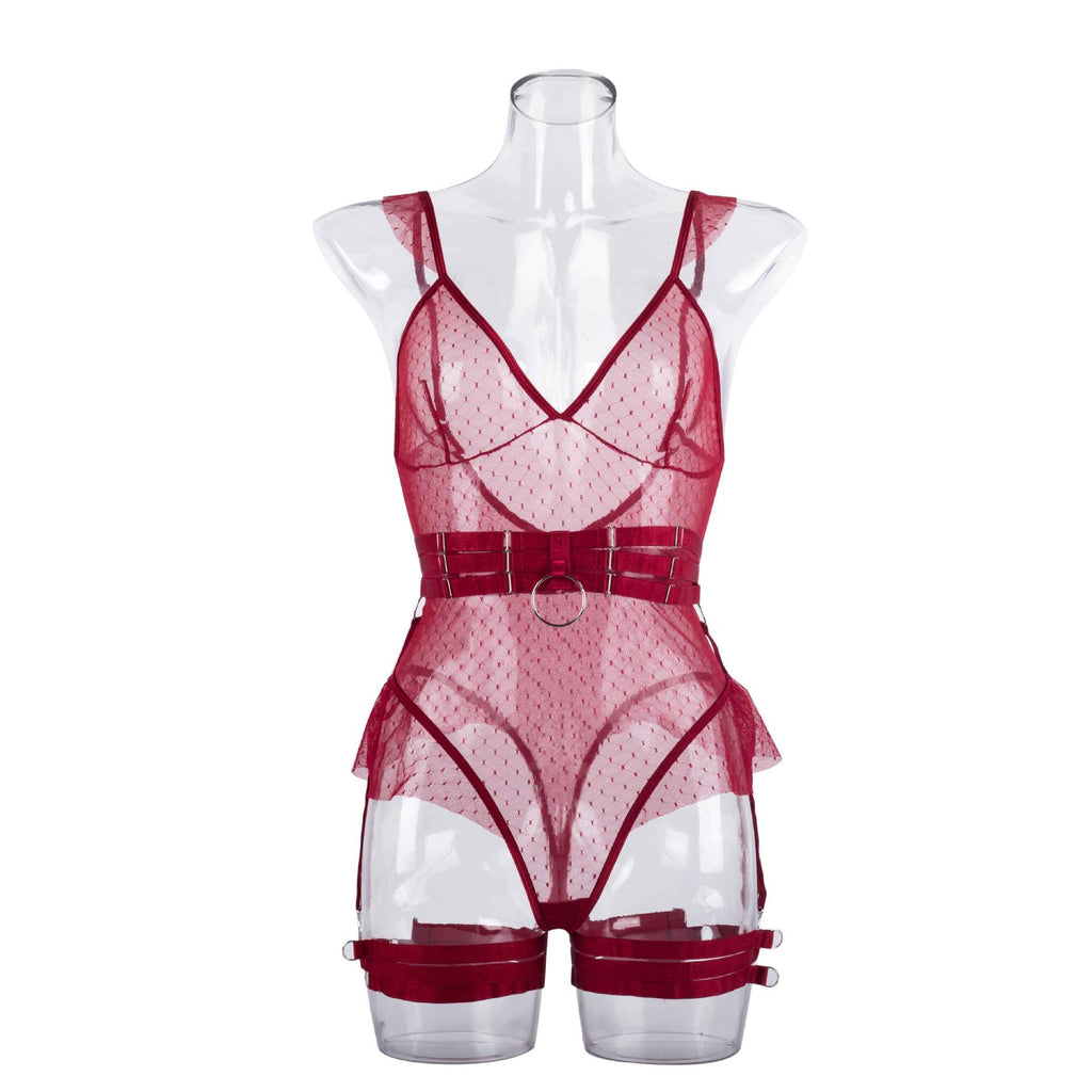 New Lace Mesh Bodysuit with Stockings for Women