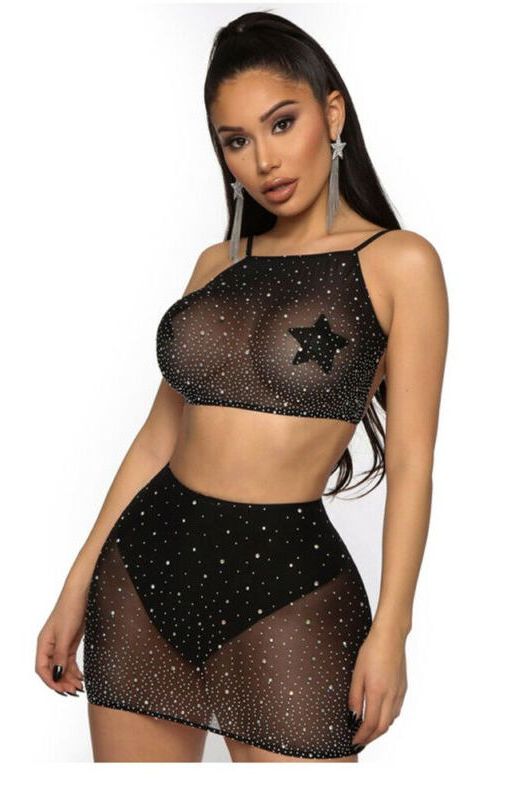 Fashionable Rhinestone Lingerie Set for Nightclubs