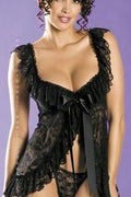 Lingerie Set with Rose Lace Detailing