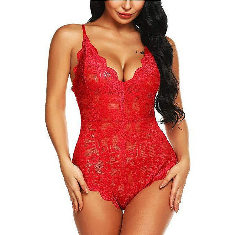 Lace Backless Bodysuit - Sheer Lingerie for Adults