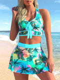 Conservative Split Swimwear Skirt with Large Print