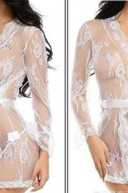 Lace Robe and Strap Nightgown Lingerie Set