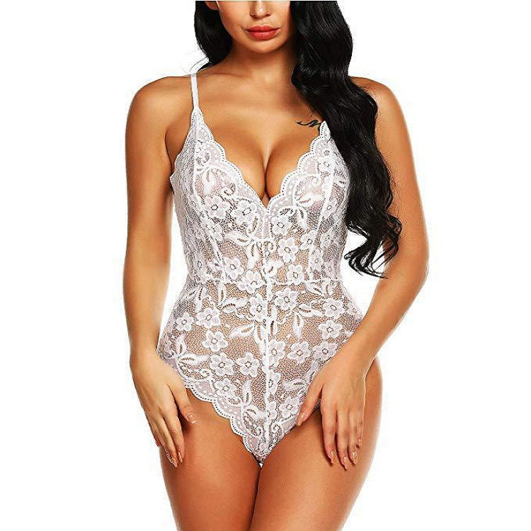 Lace Backless Bodysuit - Sheer Lingerie for Adults
