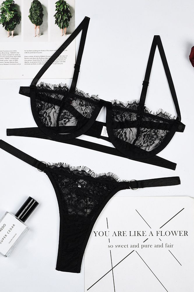 Cross-Border Sexy Lingerie with Underwire and Sheer Design