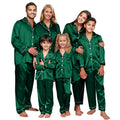 IFFEI Family Silk Satin Pajamas Matching Sets Long Sleeve Pjs for Couples 2 Piece Buttons Kids Christmas Pajamas with Pocket Women：L Green