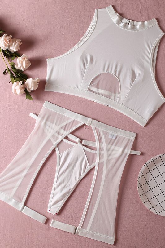 Fashionable Black Wireless Lingerie Set - 3 Pieces