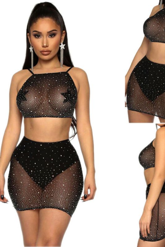 Fashionable Rhinestone Lingerie Set for Nightclubs