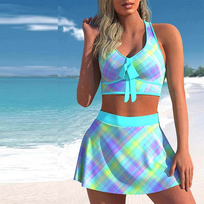 Conservative Split Swimwear Skirt with Large Print