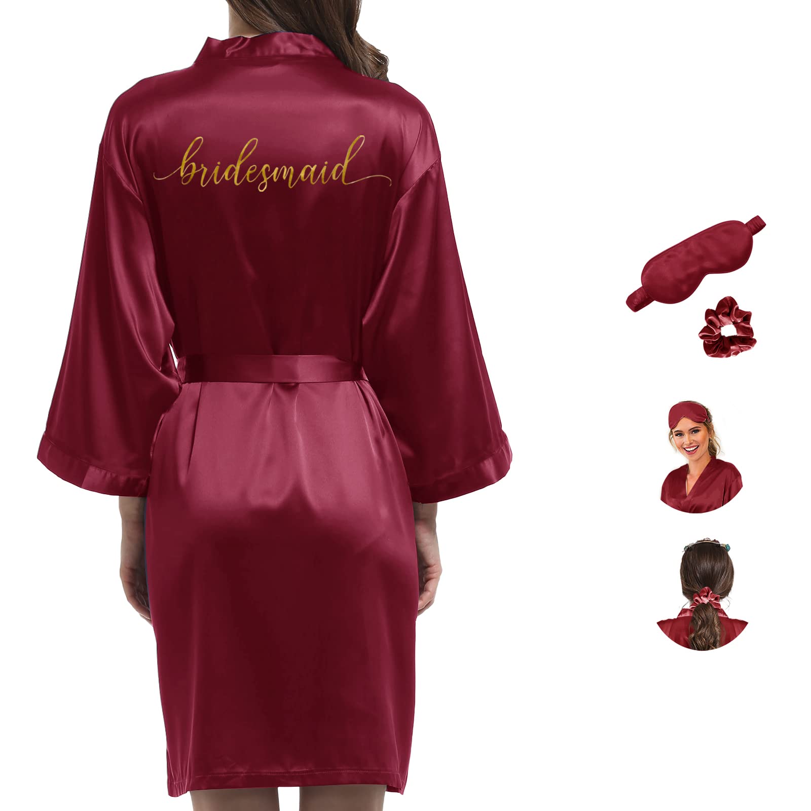 Bride Robe Womens Kimono Robes Satin Bridesmaid Wedding Party Robes Bridal Morning Robes Silk Robes Silky Dressing Gown