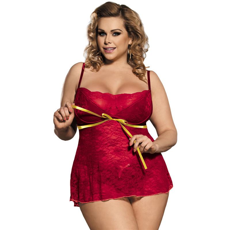 Plus Size Lace Slip Dress with Underwire Lingerie