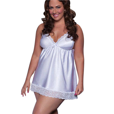 Plus Size Satin V-Neck Lace Nightgown for Women